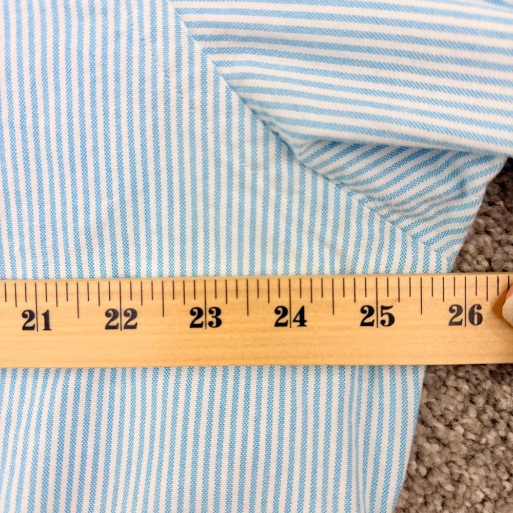 Ralph Lauren 2XL Blue Stripe Stretch Oxford Shirt Slim Fit Preppy Casual Coastal